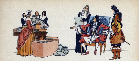 Louis XIV Sent to Cast His Golden Tableware - Illustration by Sylvain Sauvage for the Book 